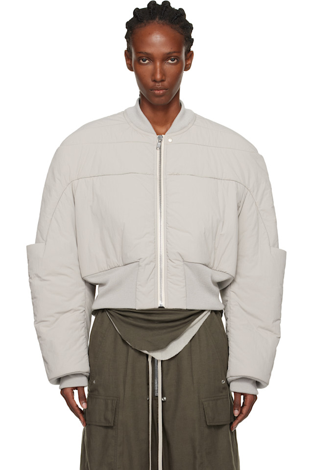 

Rick Owens Укороченная пуховая куртка-бомбер Off-White в стиле «конкорданс»