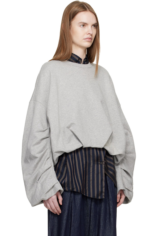Dries Van Noten Серая драпированная толстовка — фото 2
