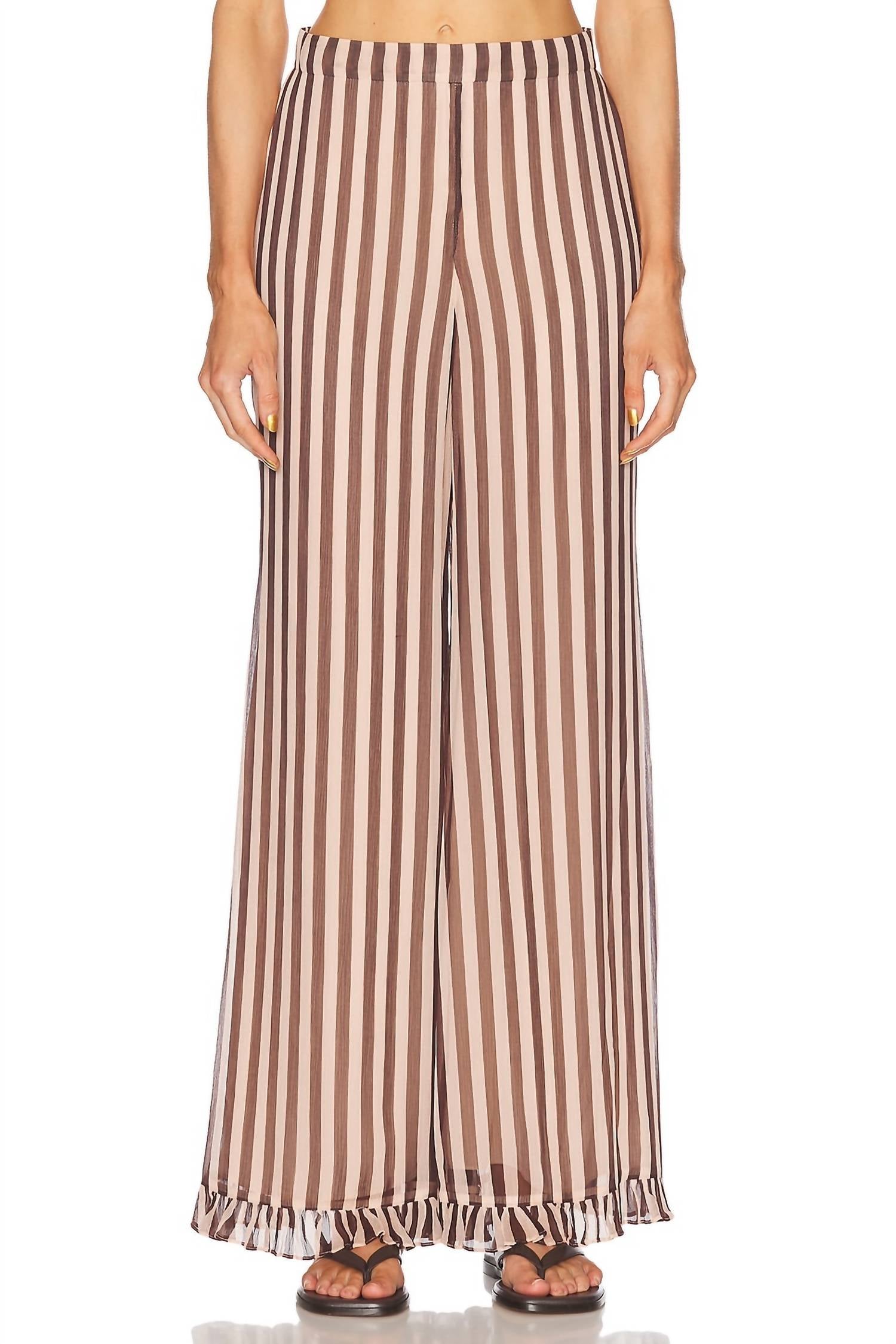 

Расклешенные брюки Balance с оборками в шоколадную полоску Zimmermann