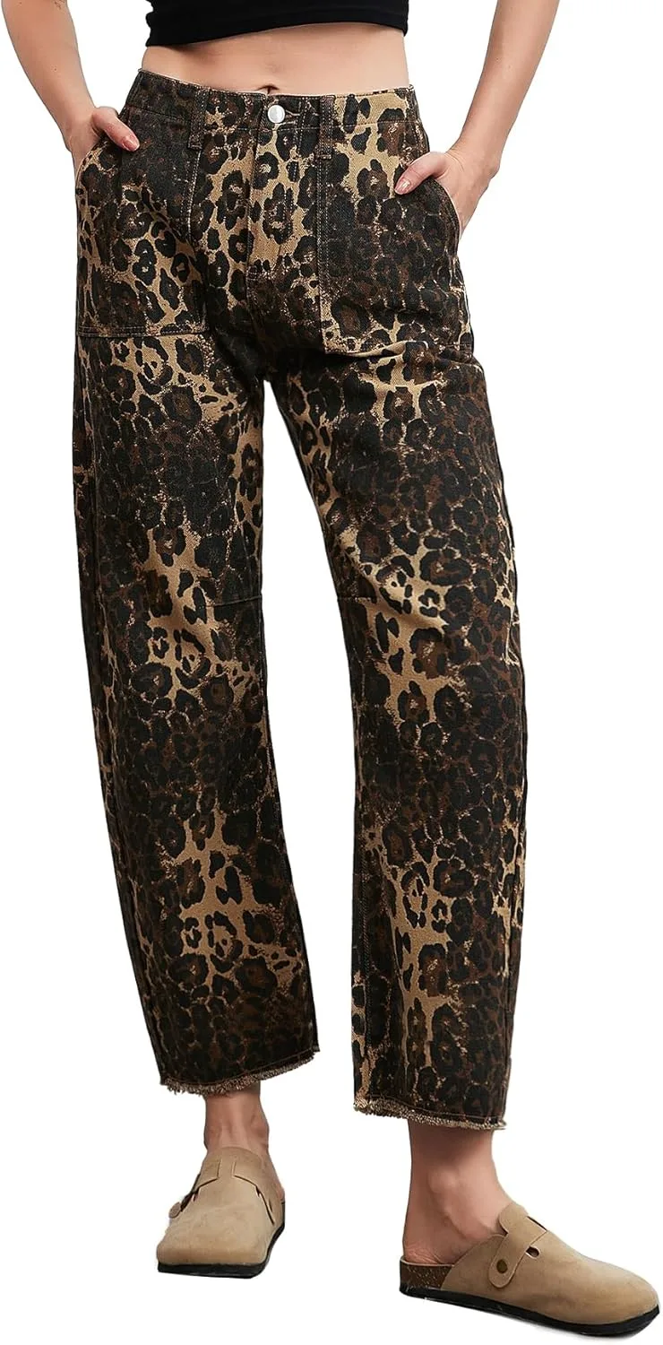 

Kedera высокие джинсы с леопардовым принтом для женщин