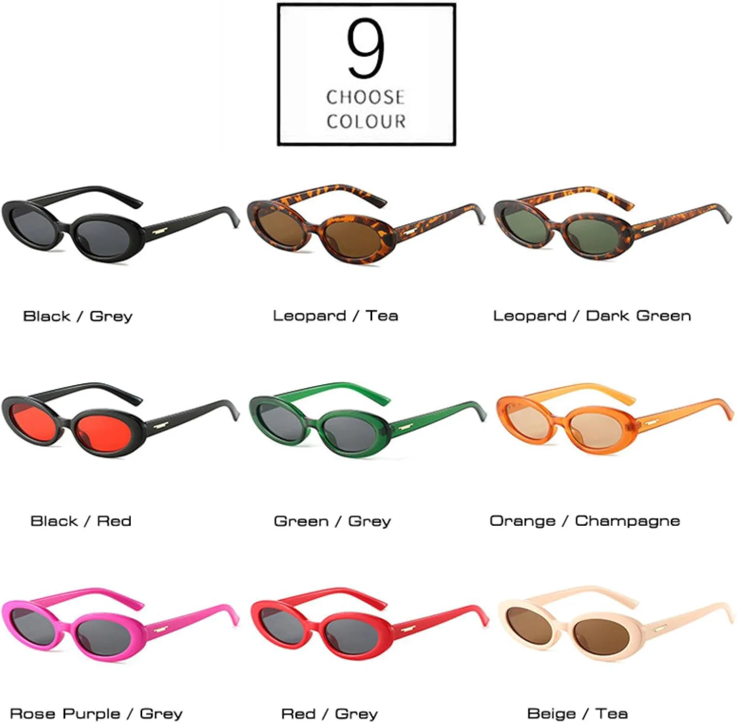 

Солнцезащитные очки с защитой от УФ-излучения UV400 | Маленькие овальные женские очки с заклепками для занятий спортом на открытом воздухе и вождения DSVIGF, 05