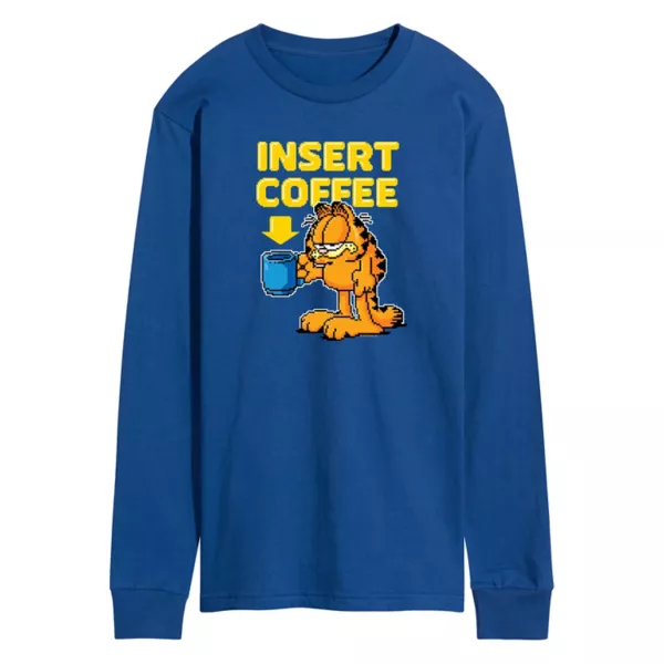 

Мужская футболка с длинным рукавом Garfield и принтом про кофе Licensed Character, синий