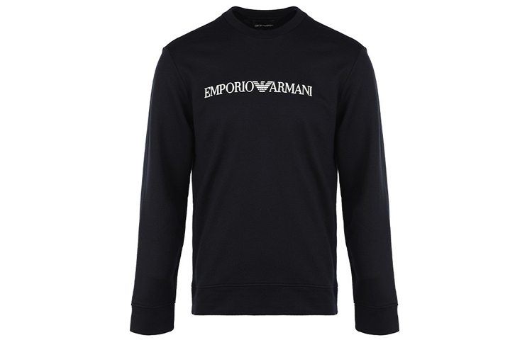 Свитшот с принтом логотипа EMPORIO ARMANI, темно-синий — фото 2