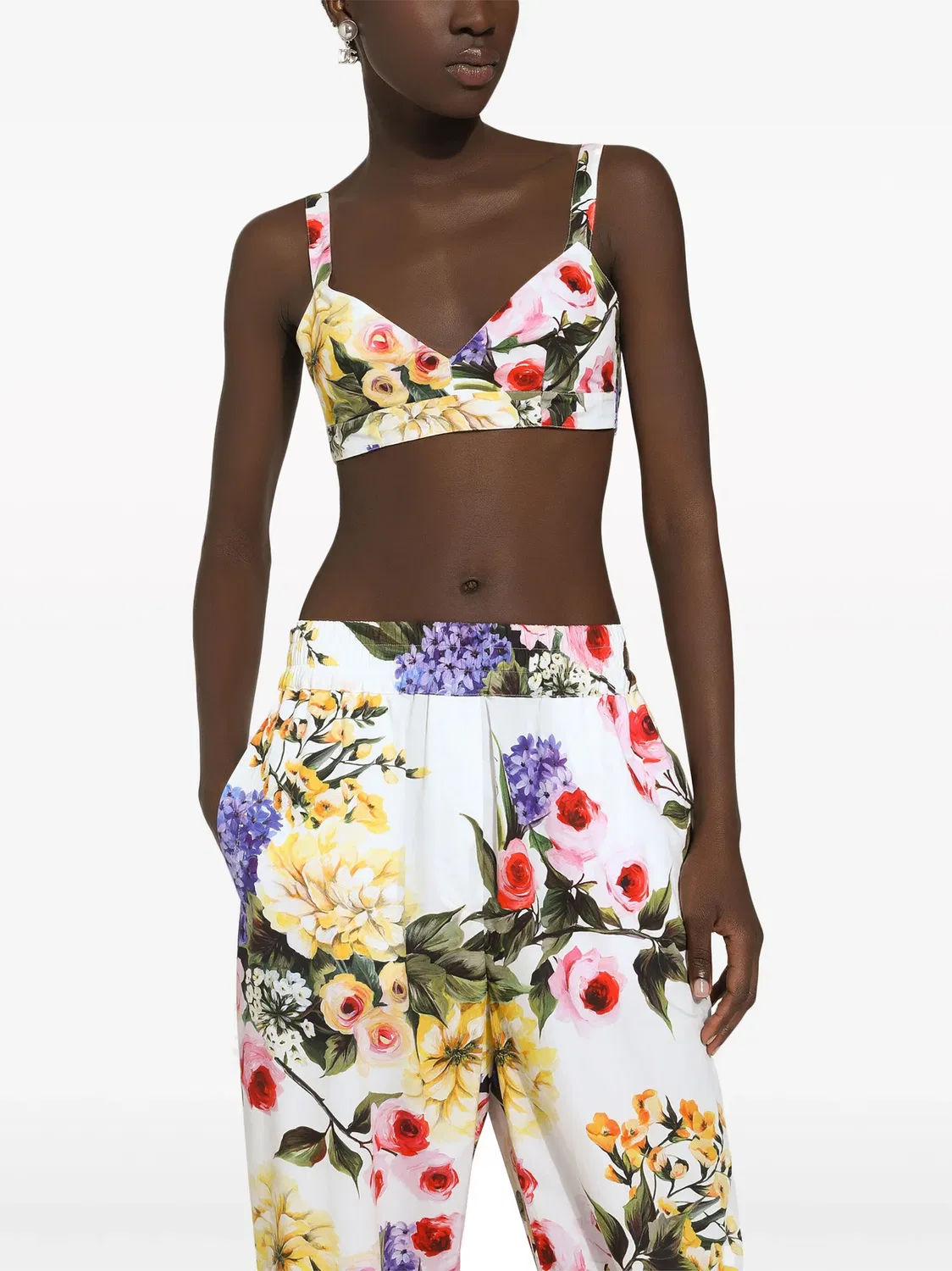 Укороченный топ с цветочным принтом Dolce & Gabbana, мультиколор — фото 2