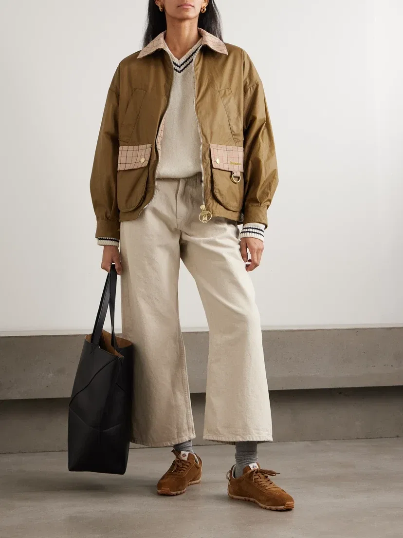 Куртка Launton из вощеного хлопка в клетку с отделкой из вельвета Barbour, бежевый — фото 2