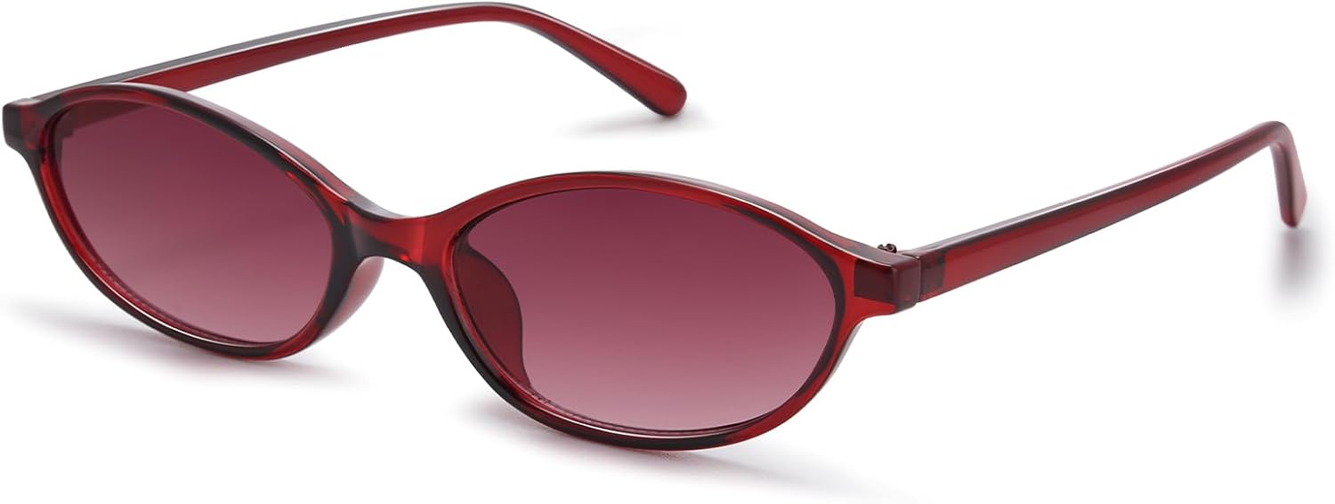 

Ретро овальные солнцезащитные очки для женщин, модные, маленькие, в стиле 90-х, винтажная узкая оправа «кошачий глаз», GM9603 GIGIMOTTE, Burgundy Frame/Gradient Red Lens