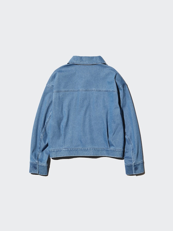 Свободная куртка из джерси (под деним) Uniqlo, 64 blue — фото 4