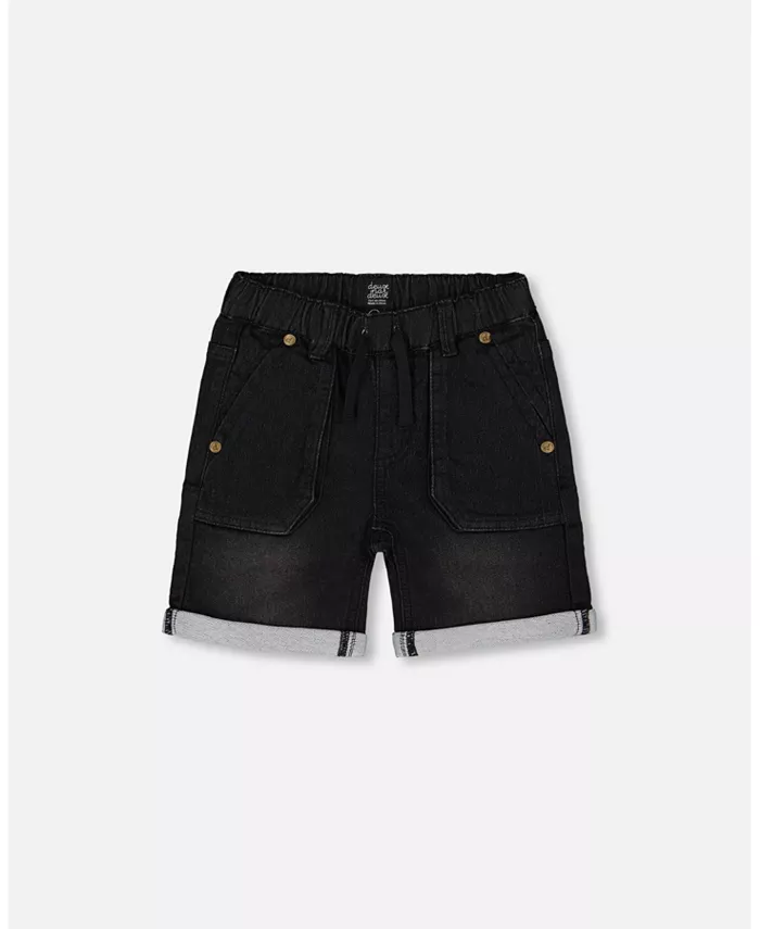 

Черные джинсовые шорты для мальчиков Baby Boys French Terry Denim Short Black Jeans Deux par Deux, черный