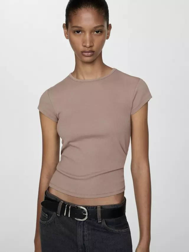 

Футболка Mango Zani Rib, цвет light/pastel/brown