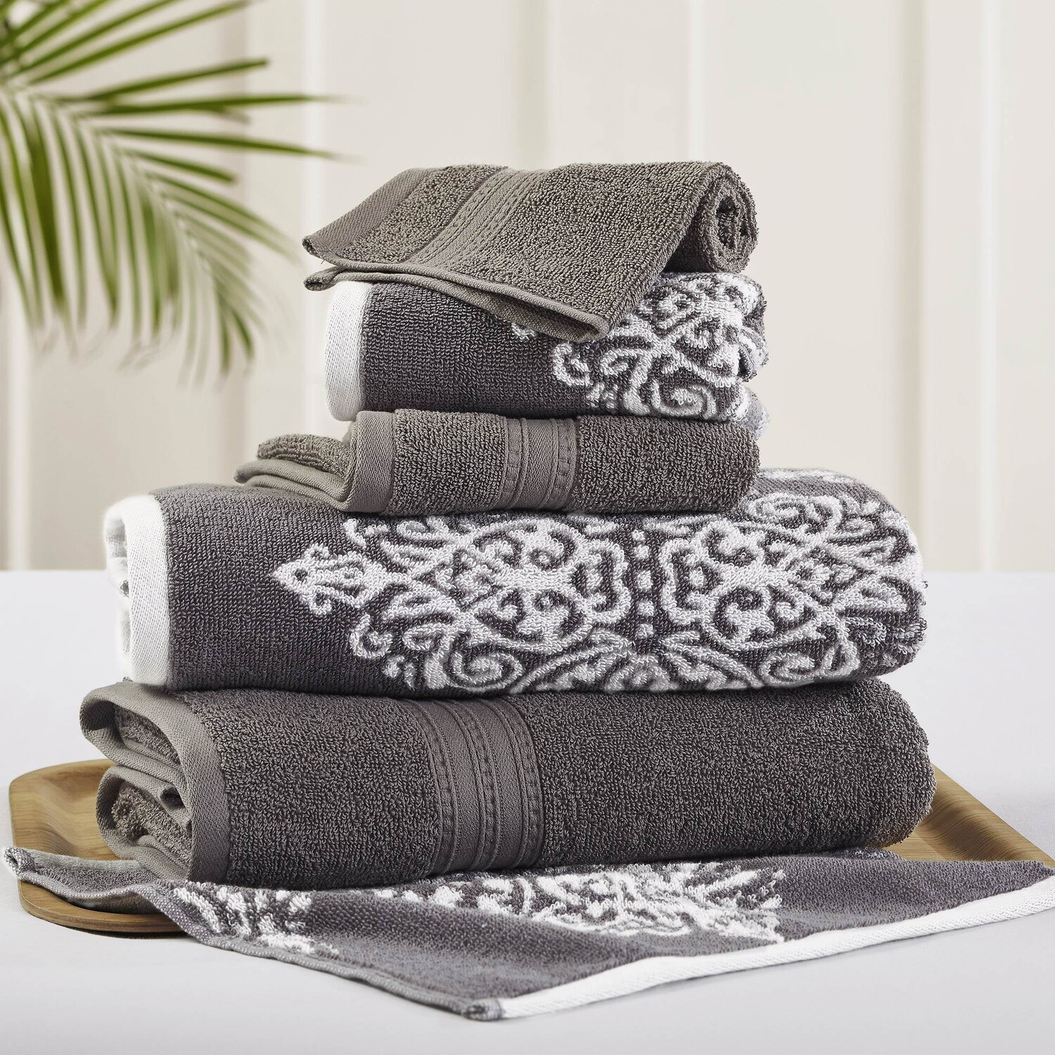 

Набор жаккардовых полотенец Modern Threads Artesia Damask 6 шт, платиновый