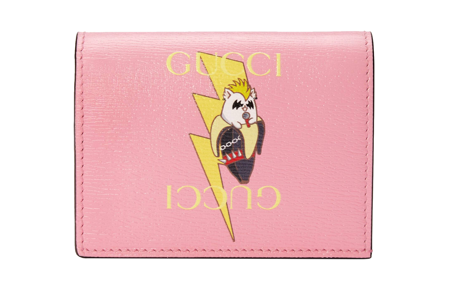

Gucci Кошелек-держатель для карт Bananya Banana Meow, лимитированная серия, кожаный, женский, розовый