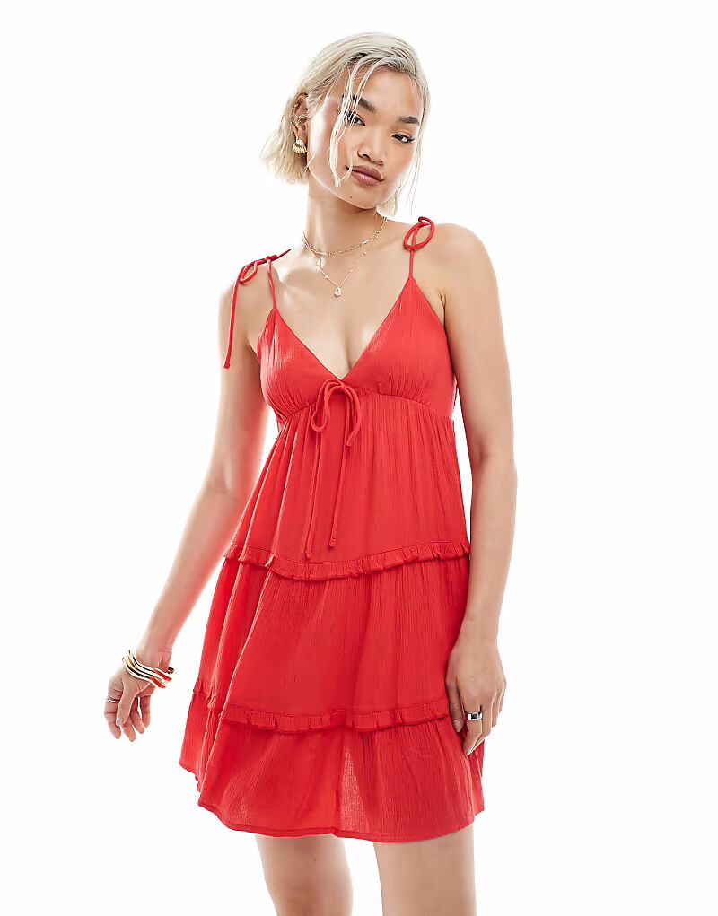 

Платье-комбинация мини из марли от Miss Selfridge красного цвета
