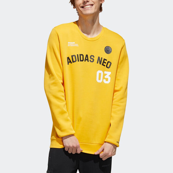 Толстовка neo m cs vrsty sw logo printing knit sports round neck pullover yellow Adidas, желтый — фото 4