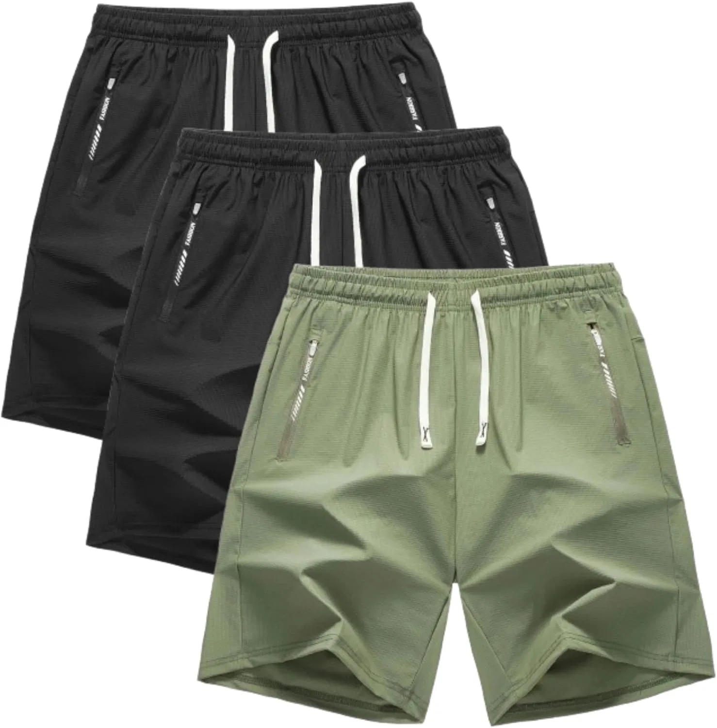 Шорты для женщин Iced Active Shorts, 2 шт, дышащие, быстросохнущие, Ice Silk, на завязке, A22 3pcblack+green