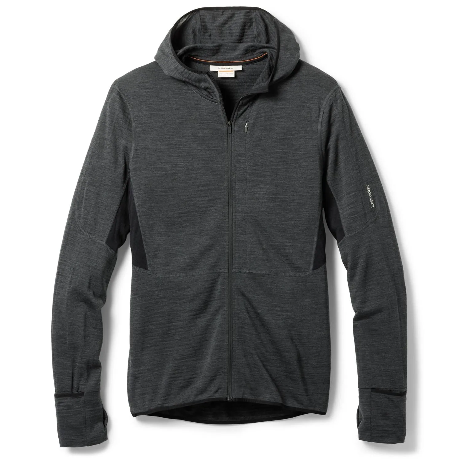 

200 Descender Мужская худи с длинным рукавом на молнии Icebreaker, Jet Heather/Black