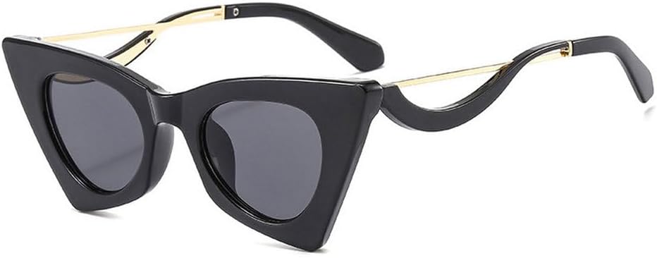 

Модные уникальные солнцезащитные очки «кошачий глаз» для женщин, ретро-очки, яркие очки с защитой от УФ-излучения UV400 для мужчин, оправа конфетных цветов TKKTLLT, Black Gray