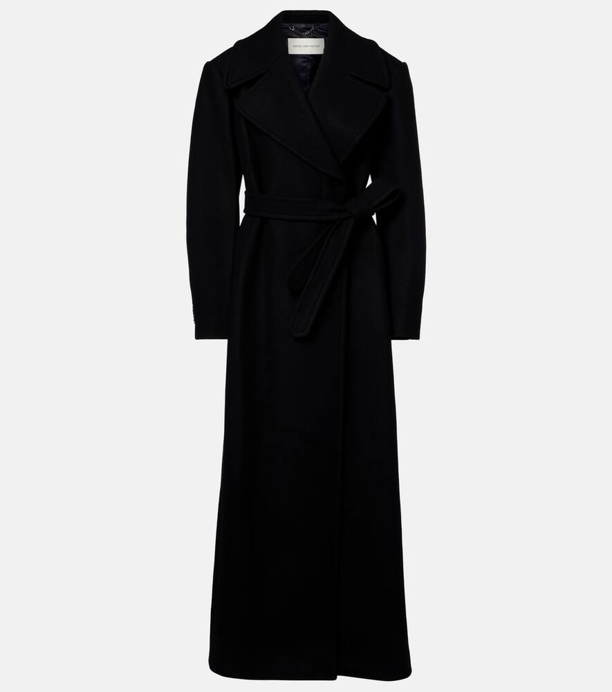 

Шерстяное твиловое пальто Dries Van Noten, Black