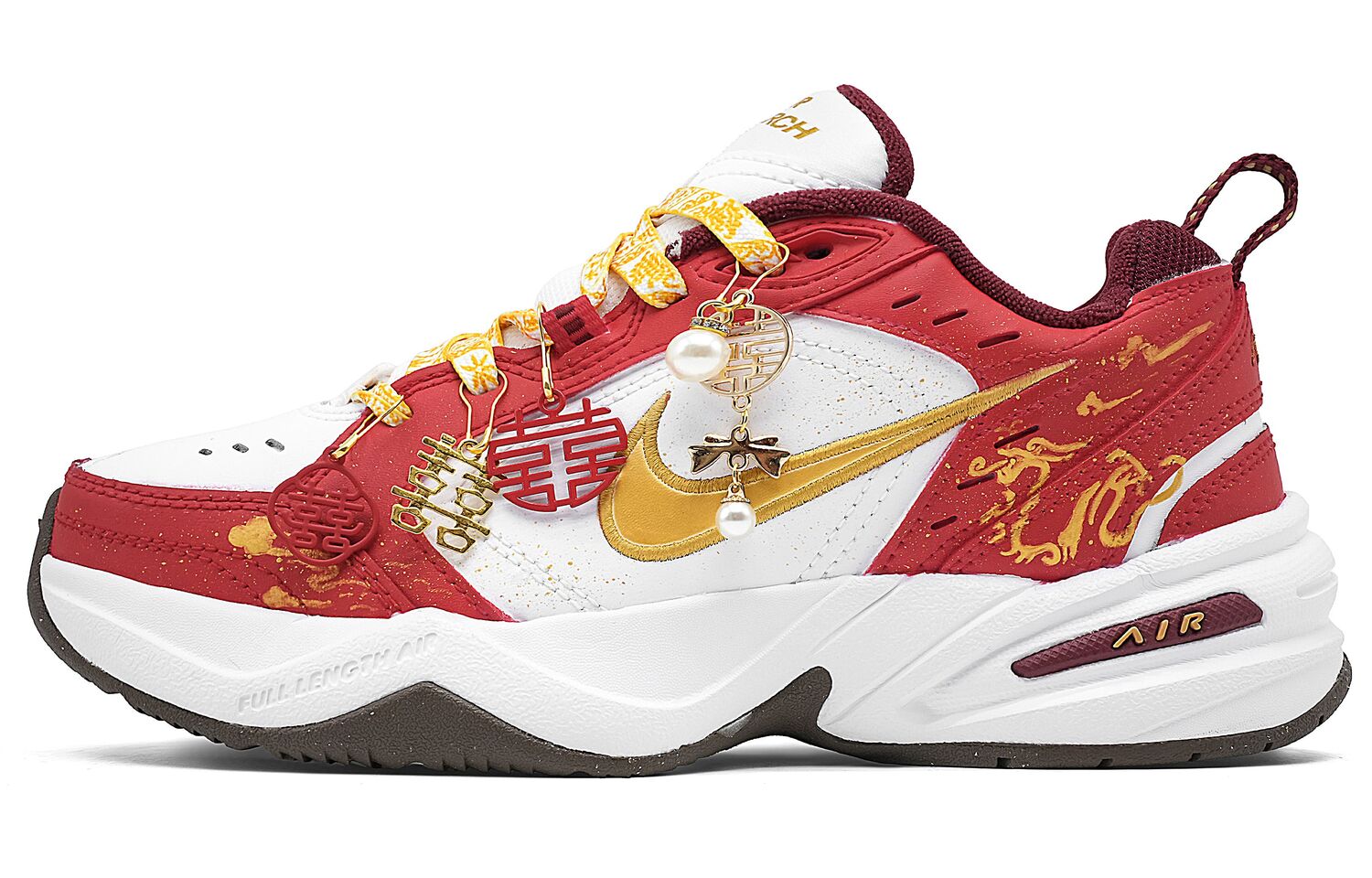 

Air Monarch 4 Auspicious Dragon And Phoenix повседневная обувь unisex золотой Nike, красный золотой