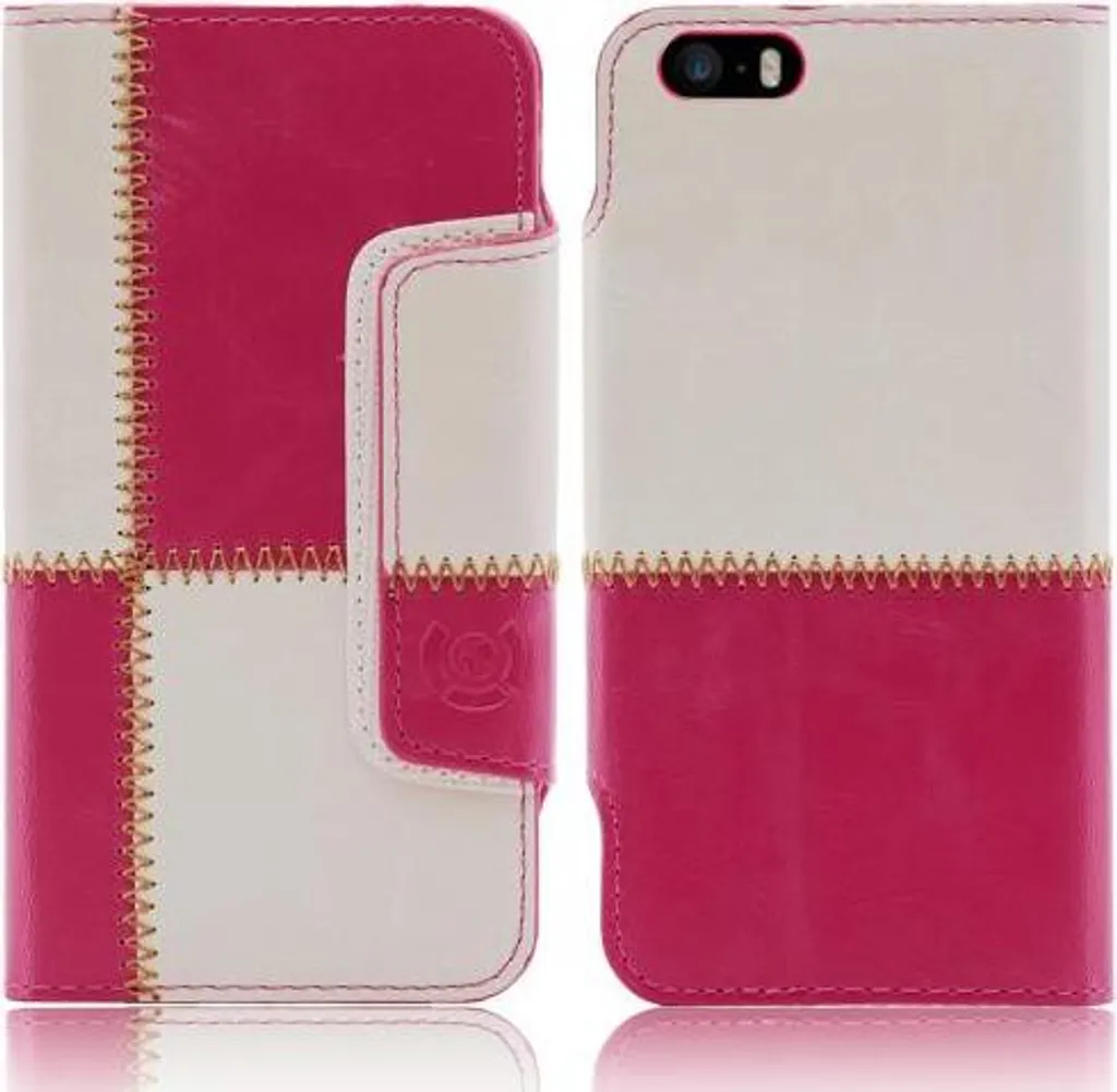 

Чехол для Apple Iphone 5C numia книжный узор с вышивкой розово-белый