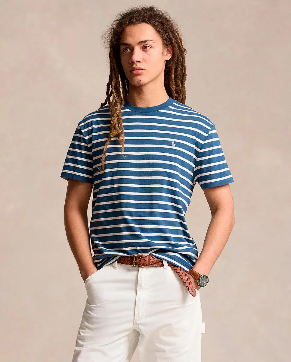 

Мужская хлопковая футболка в полоску Polo Ralph Lauren, цвет Azul Índigo