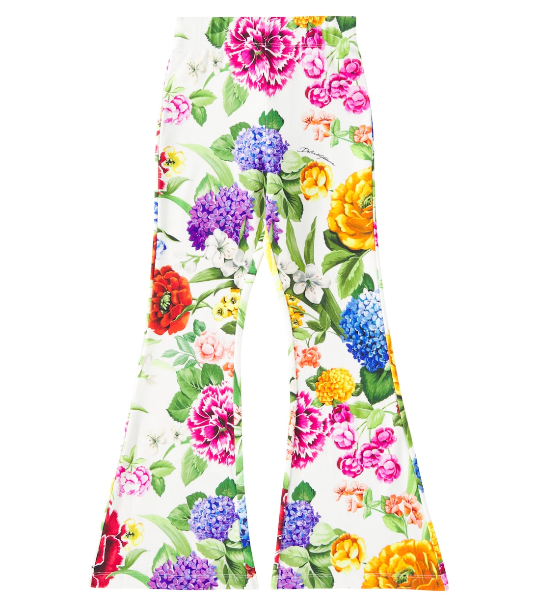 

Расклешенные брюки из смесовой хлопковой ткани с цветочным принтом Dolce&Gabbana Kids, Mix Fiori F.Bco