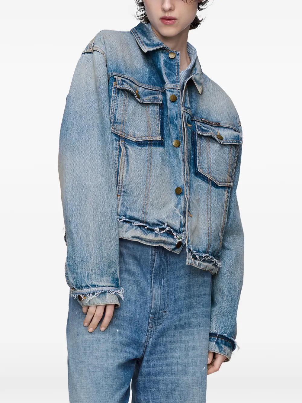 Джинсовая куртка с необработанными краями Maison Margiela, синий — фото 3