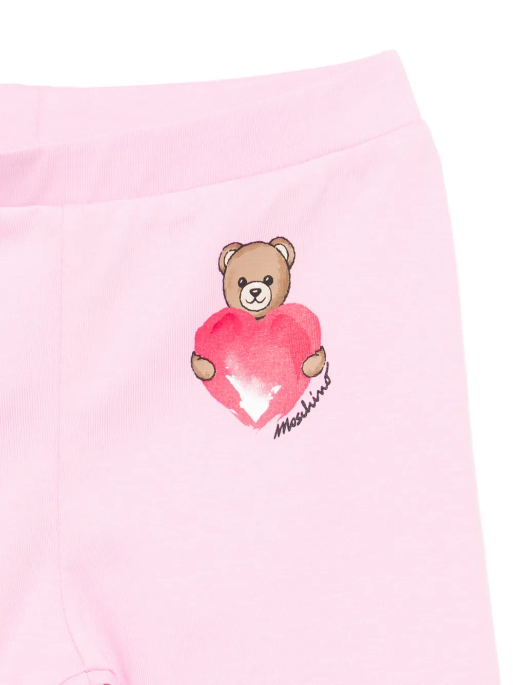 Леггинсы с узором в виде сердечек Moschino Kids, розовый — фото 3