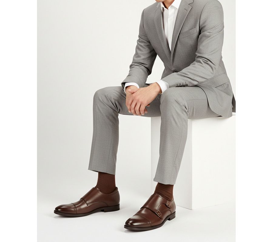 Мужские туфли-оксфорды Oliver Street Hands-Free Slip-On Double Monk Dress Oxfords Marc Joseph New York, Brown napa leather — фото 2