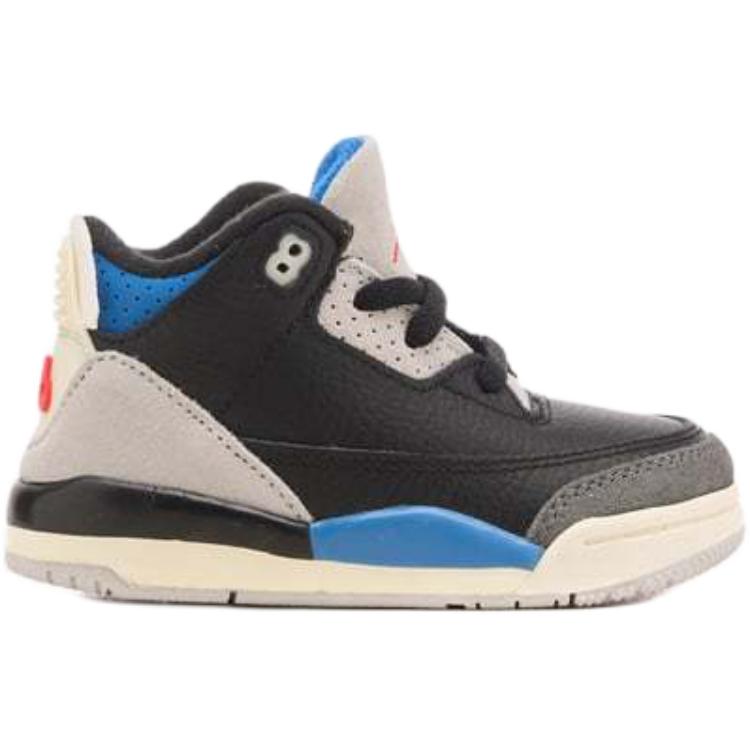 Jordan Air 3 нескользящие износостойкие кроссовки Mid Top для малышей Black Gray — фото 3