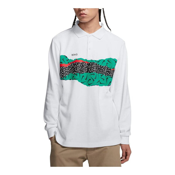 

Футболка men's colorblock logo skateboard long sleeves polo shirt white Nike, мультиколор