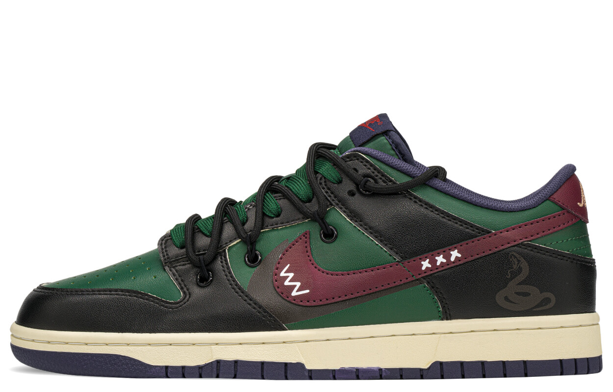 

Кроссовки Nike Dunk Skateboarding Shoes Men Low-top Black/green, черный/зеленый
