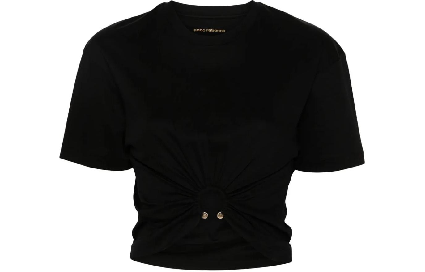 

Кроп-футболка с кольцевым принтом Paco Rabanne, черный