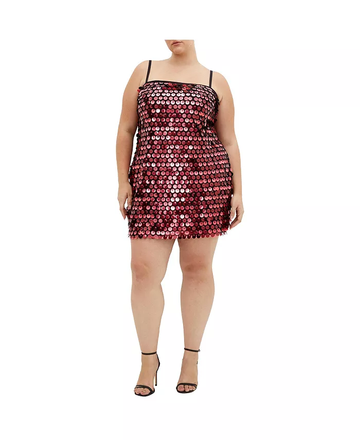 

Мини-платье в стиле диско больших размеров CITY CHIC, розовый