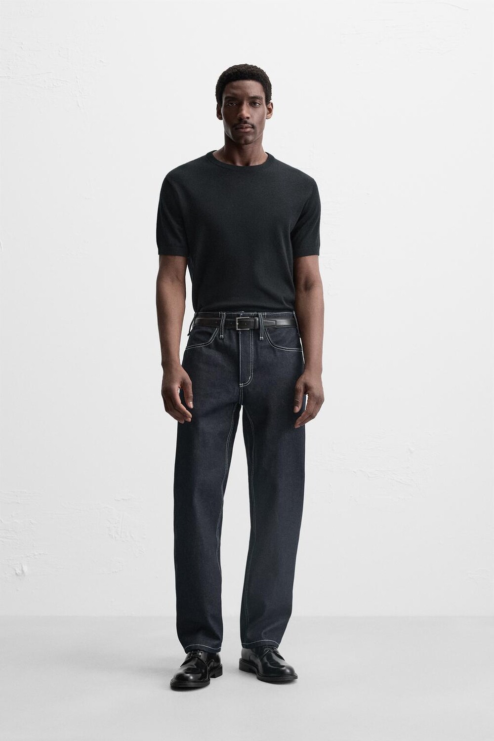 

Прямые джинсы с отстрочкой ZARA, индиго