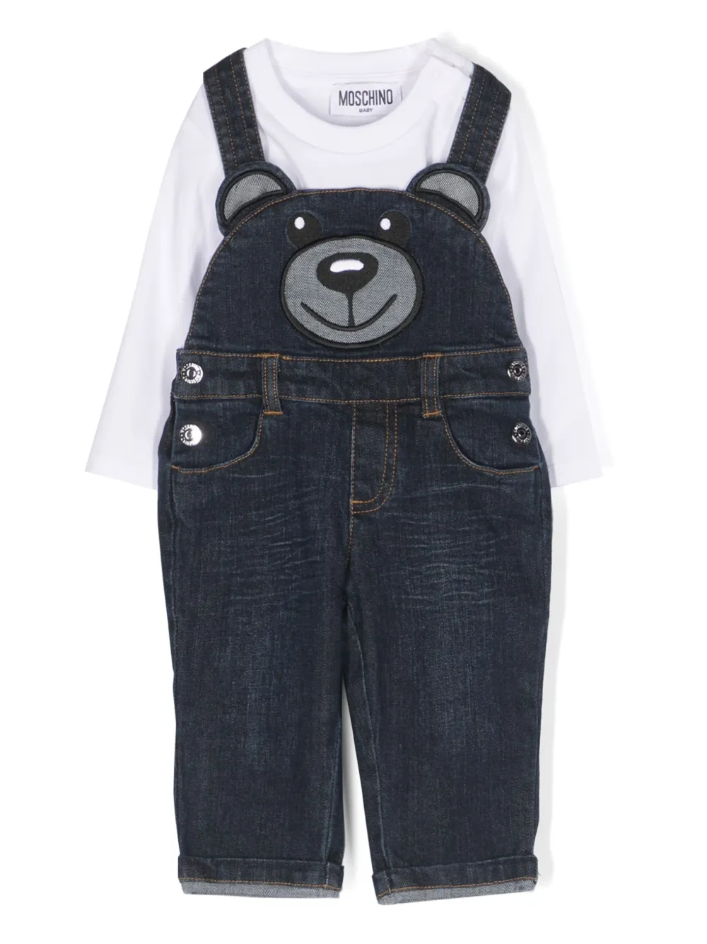 

Джинсовый комбинезон Teddy Bear Moschino Kids, белый