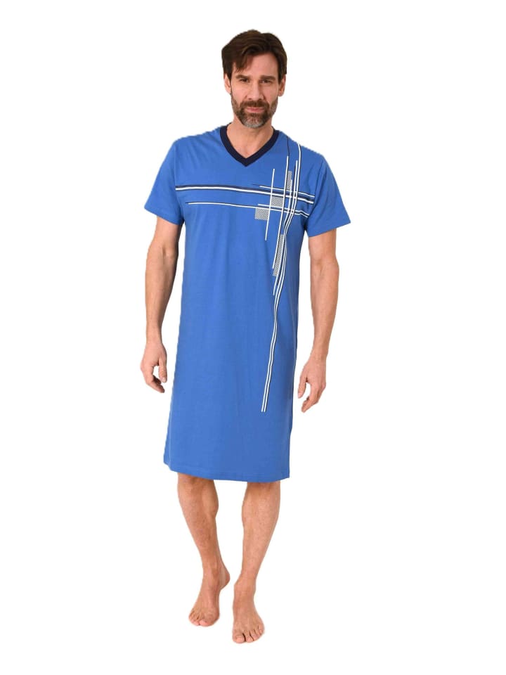 

Ночная рубашка с короткими рукавами, больших размеров, синего цвета NORMANN