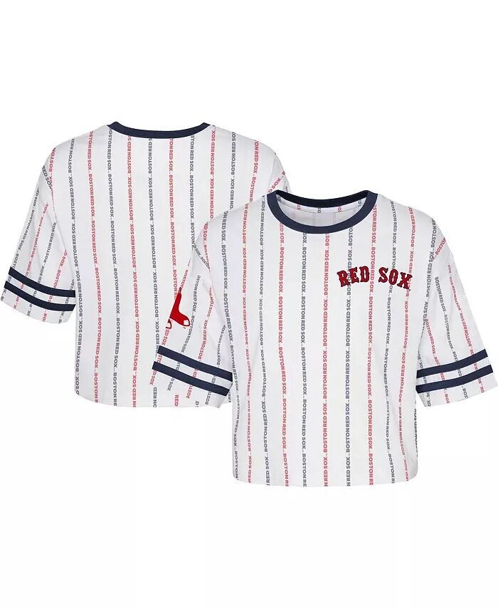 

Белая футболка в полоску с мячом для больших девочек Boston Red Sox Outerstuff, белый