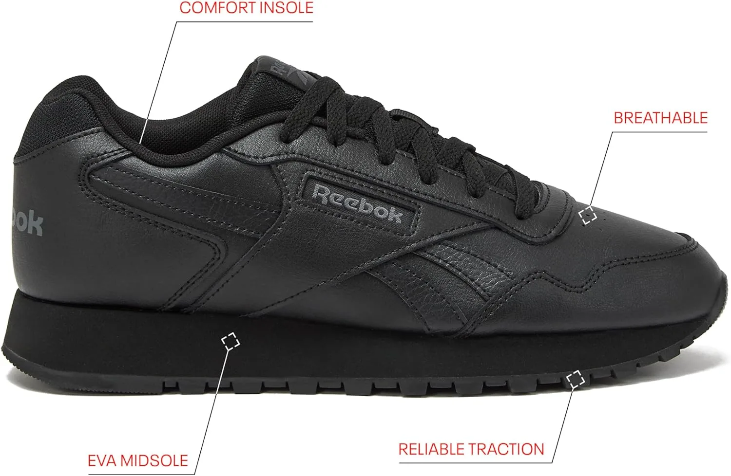 Кроссовки Reebok Unisex Glide, черный/серый — фото 2