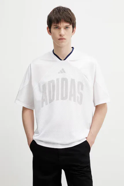 Футболка из эластичного полиэстера Adidas, белый
