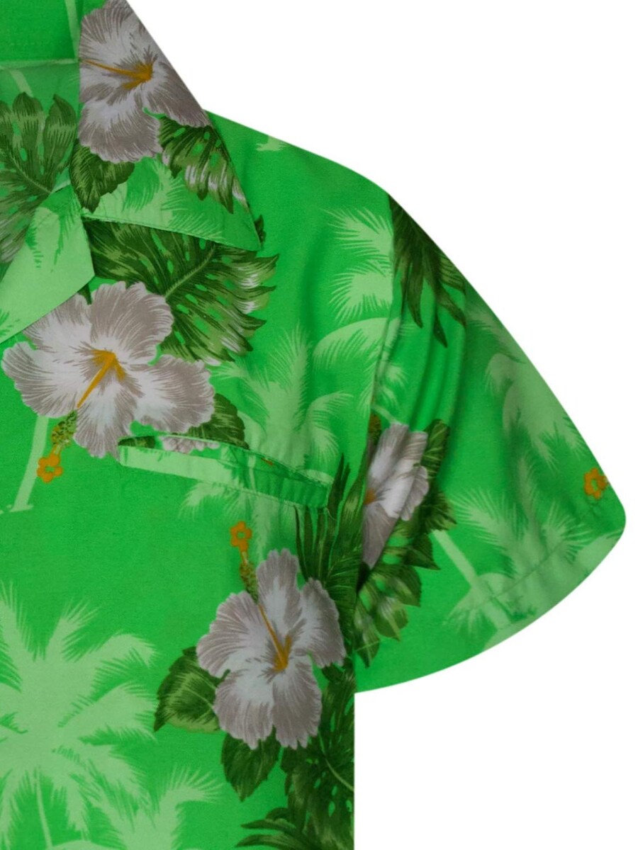 Рубашка на пуговицах классического кроя King Kameha Small Flower, зеленый — фото 4