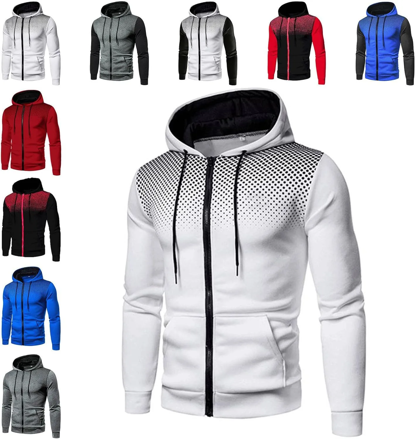Мужская худи Casual в горошек Y2K Sport Western с капюшоном и кулиской — фото 3