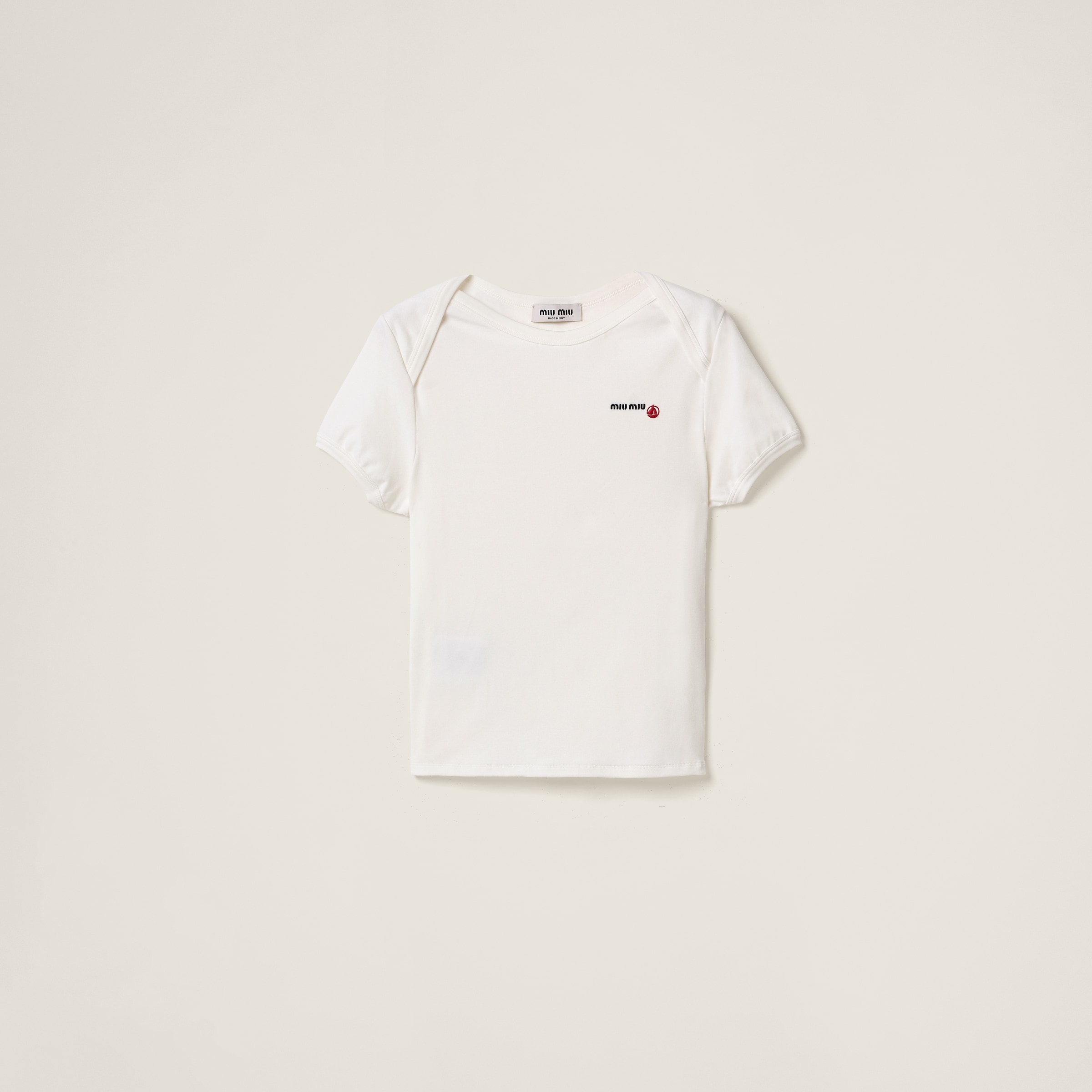 

Базовая футболка из эластичного джерси Petit Bateau X Miu Miu, белый