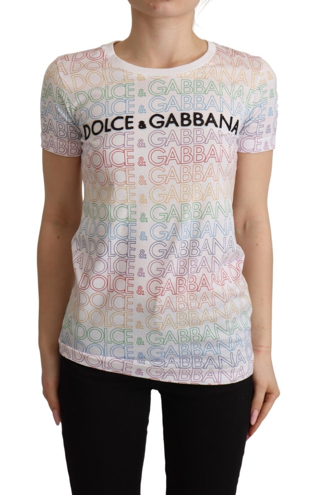 

Шикарная белая футболка с логотипом в итальянском стиле Dolce & Gabbana