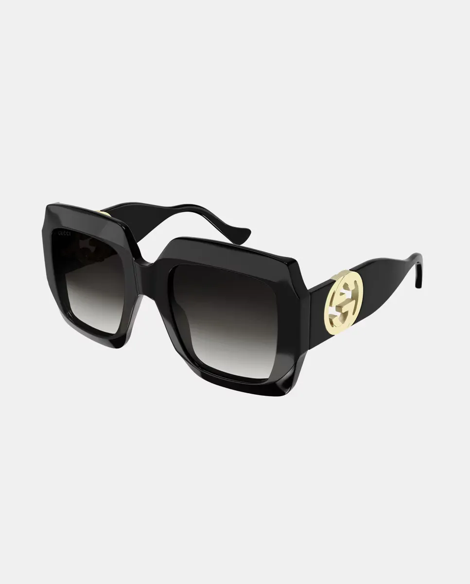 

Черные прямоугольные солнцезащитные очки Gucci, черный