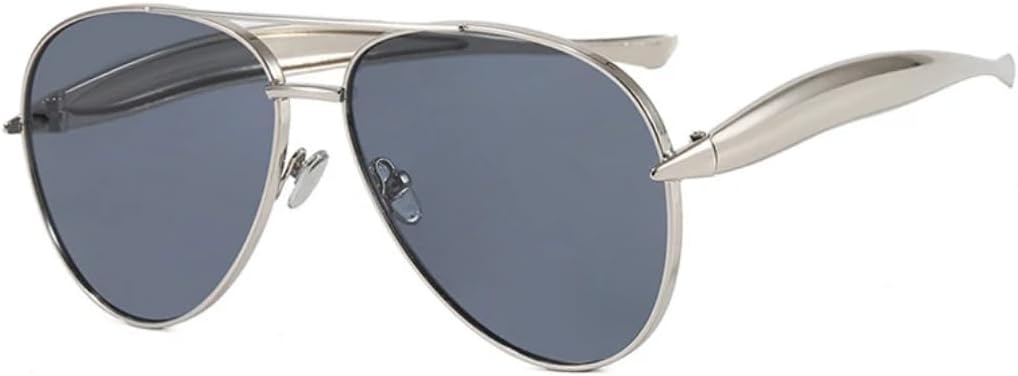 

Солнцезащитные очки с защитой UV400 | Металлический панк, большая оправа, градиентная расцветка | для женщин и мужчин, для занятий спортом на открытом воздухе и вождения DSVIGF, Silver Black