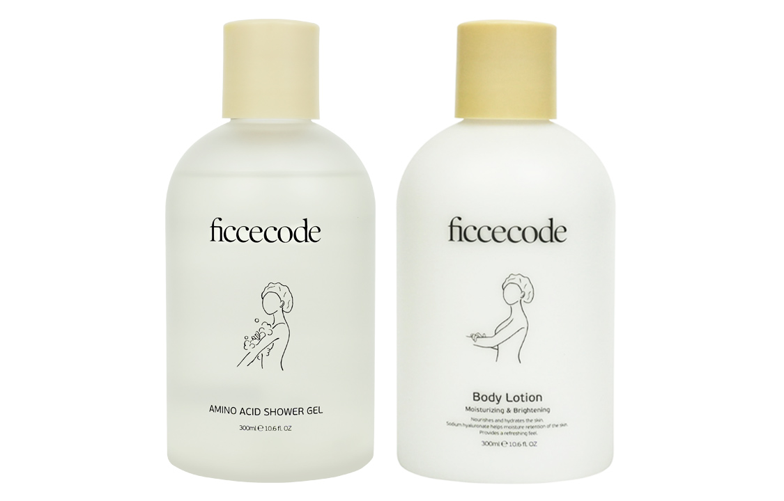 

Гель для душа с аминокислотами 300мл + увлажняющий осветляющий лосьон для тела 300мл FicceCode