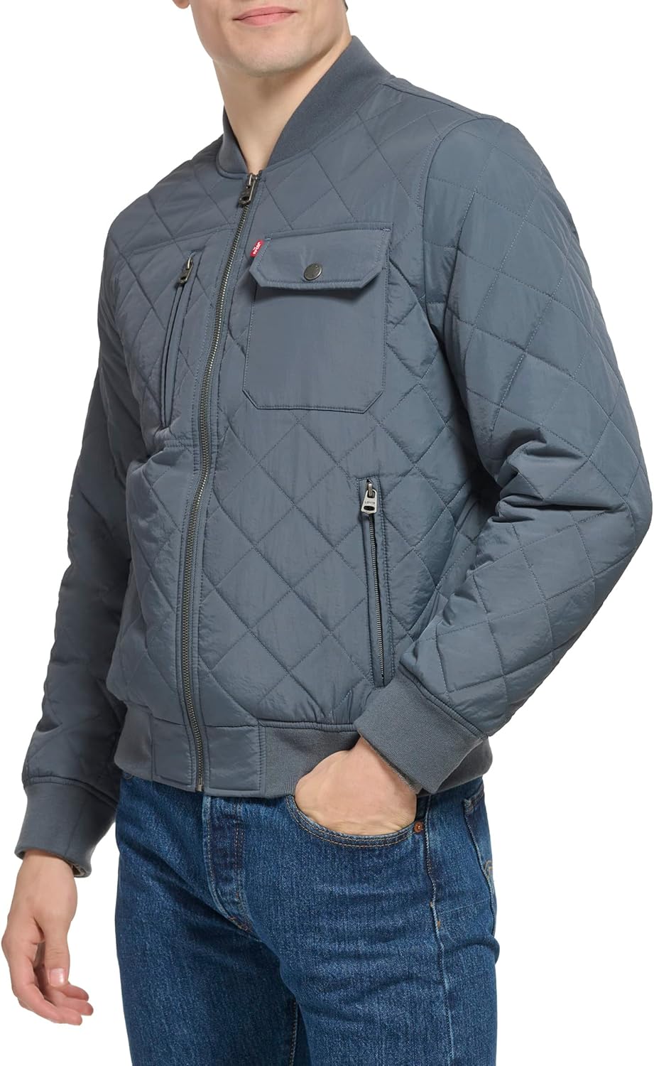 Мужская стеганая куртка-бомбер Levi's Mens Diamond, Indigo — фото 3