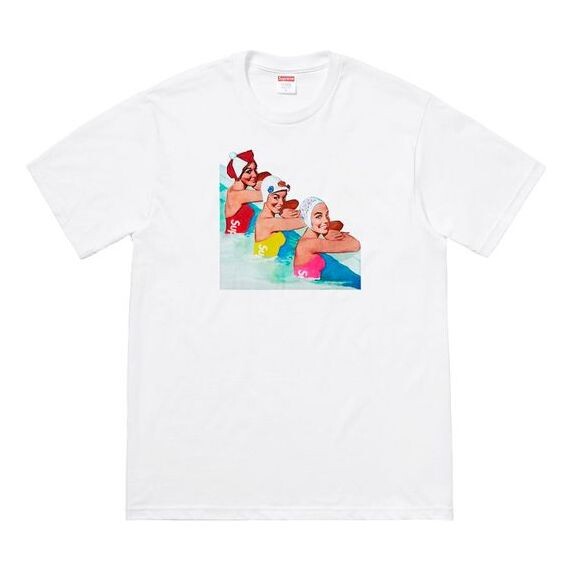 

Футболка ss18 swimmers tee white printing short sleeve Supreme, белый
