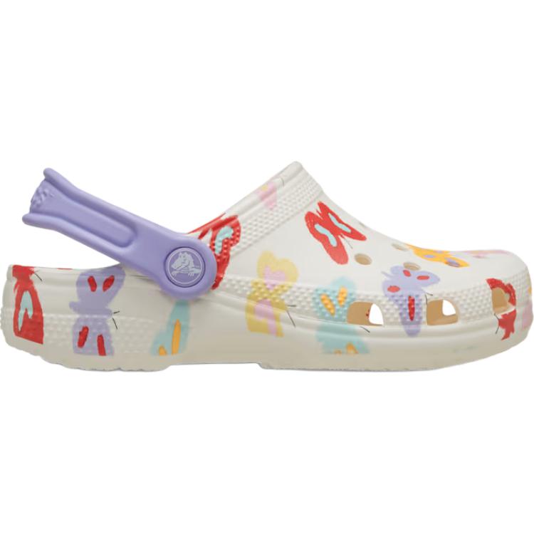 Классические противоскользящие износостойкие низкие детские сандалии Clog Kids' Crocs, экрю — фото 2