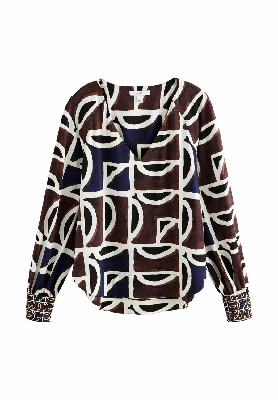 

Блуза Next LONG SLEEVE V-NECK , Brown Navy Print/Brown